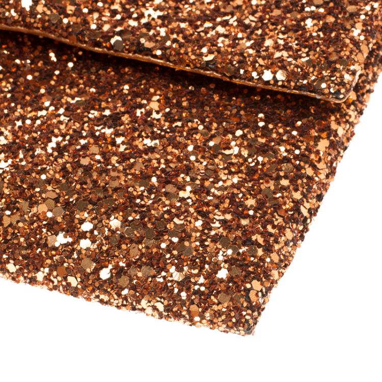 Pre Owned Anya Hindmarch Bronze Glitter Valorie Clutch