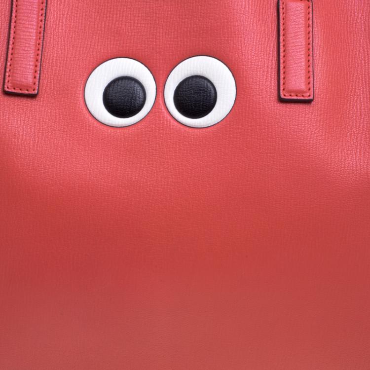 Pre Owned Anya Hindmarch Red Leather Maxi Victory Featherweight Ebury Tote
