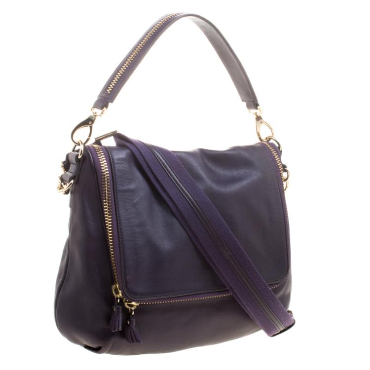Pre Owned Anya Hindmarch Purple Leather Maxi Vere Satchel