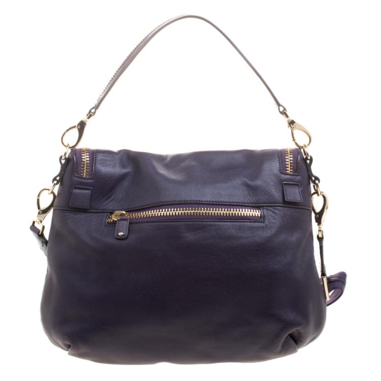 Pre Owned Anya Hindmarch Purple Leather Maxi Vere Satchel