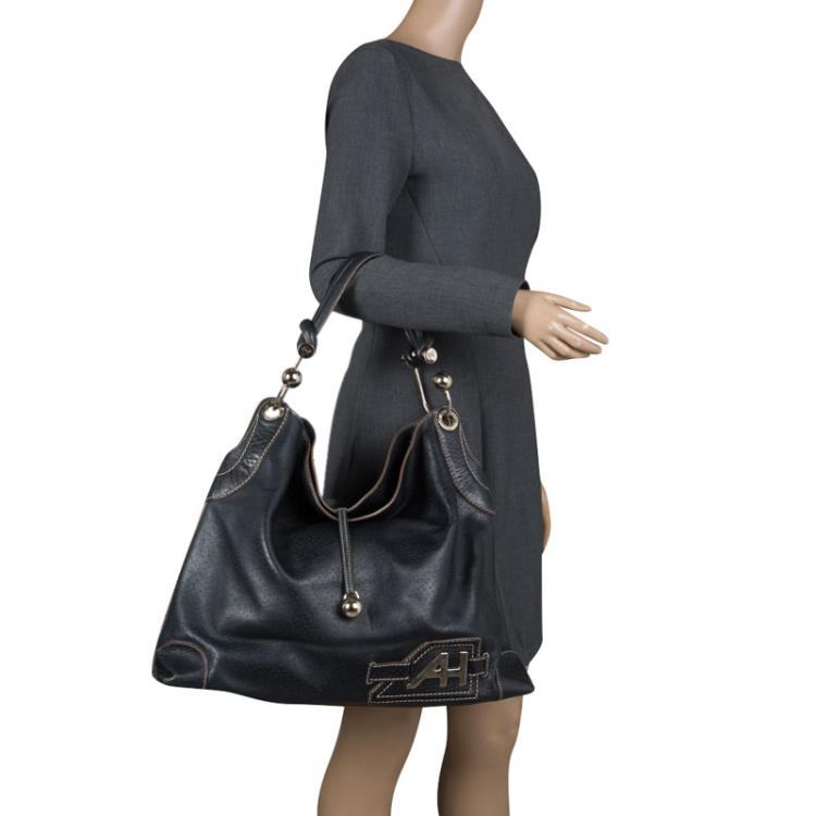 Pre Owned Anya Hindmarch Black Leather Elrod Hobo