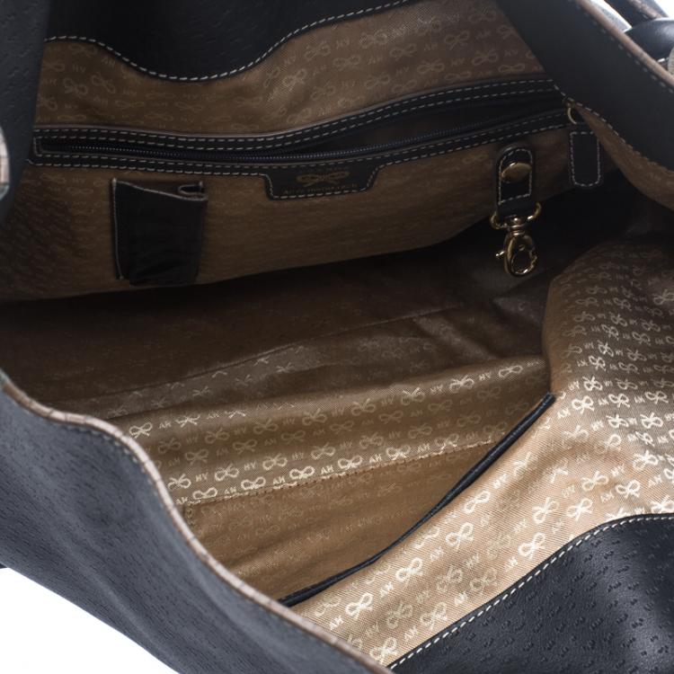 Pre Owned Anya Hindmarch Black Leather Elrod Hobo