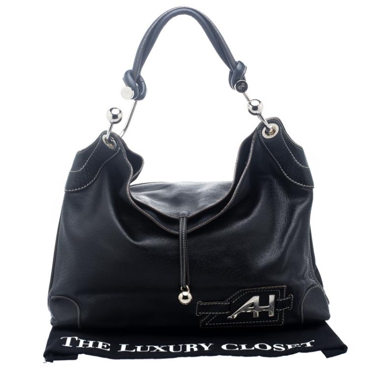 Pre Owned Anya Hindmarch Black Leather Elrod Hobo