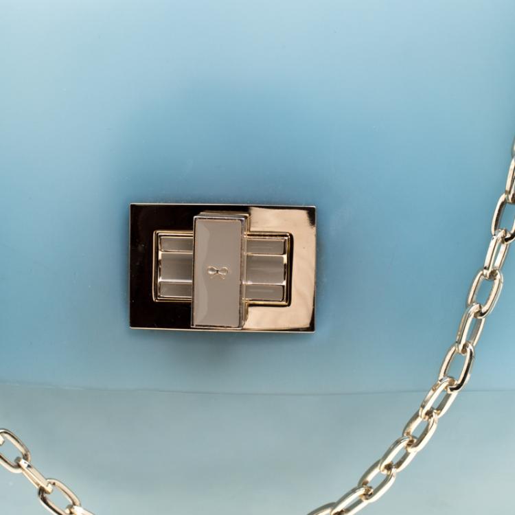 Pre Owned Anya Hindmarch Matte Blue Rubber Valorie Chain Clutch