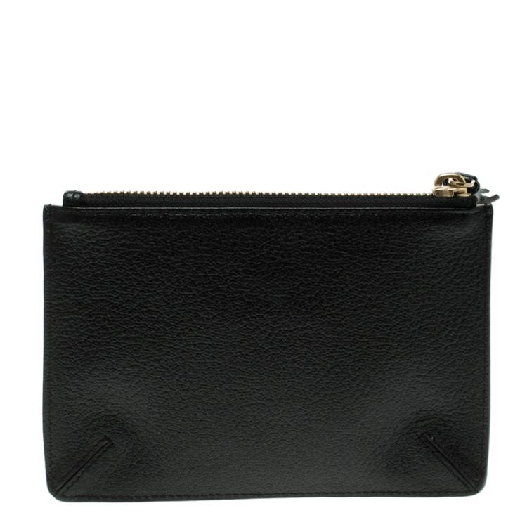 Pre Owned Anya Hindmarch Back Leather Wink Smiley Zip Top Pouch