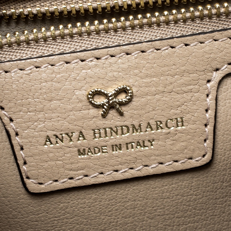 Pre Owned Anya Hindmarch Beige/ Off White Leather Small Bathurst Satchel