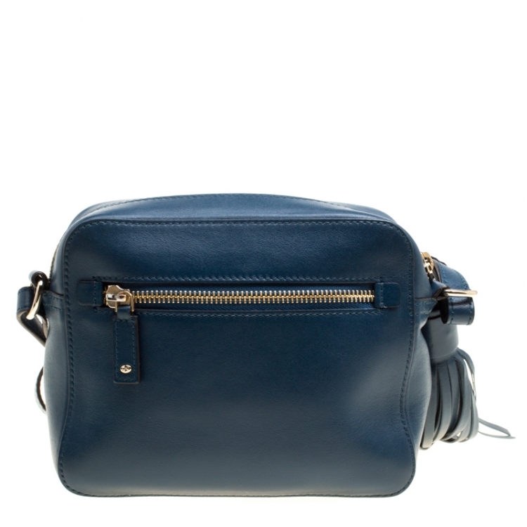 Pre Owned Anya Hindmarch Blue Leather Smiley Crossbody Bag