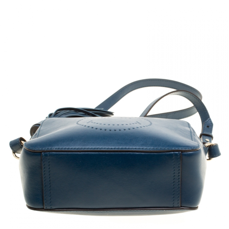 Pre Owned Anya Hindmarch Blue Leather Smiley Crossbody Bag