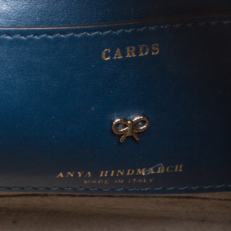 Pre Owned Anya Hindmarch Blue Leather Smiley Crossbody Bag