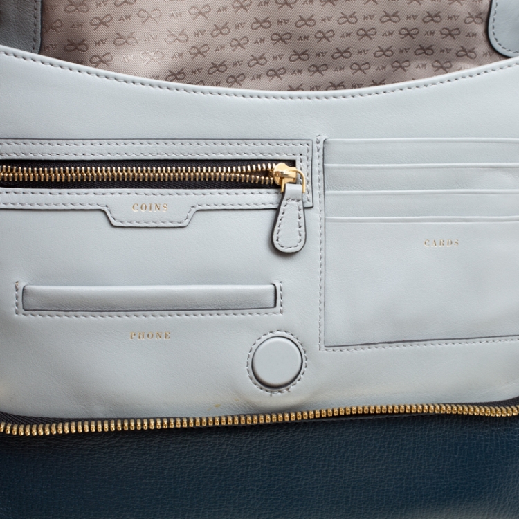 Pre Owned Anya Hindmarch Blue Leather Maxi Zip Arrow Shoulder Bag