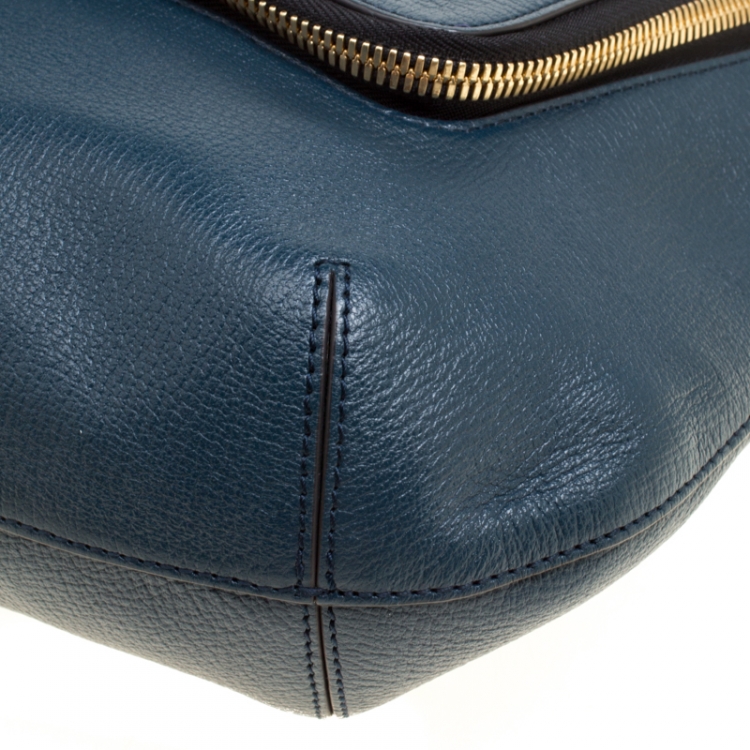Pre Owned Anya Hindmarch Blue Leather Maxi Zip Arrow Shoulder Bag