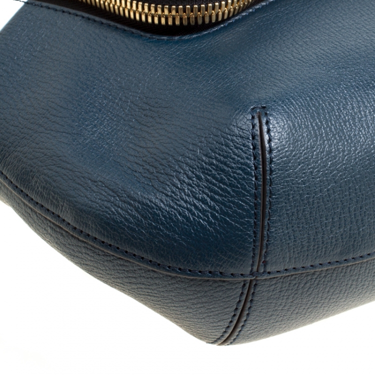 Pre Owned Anya Hindmarch Blue Leather Maxi Zip Arrow Shoulder Bag
