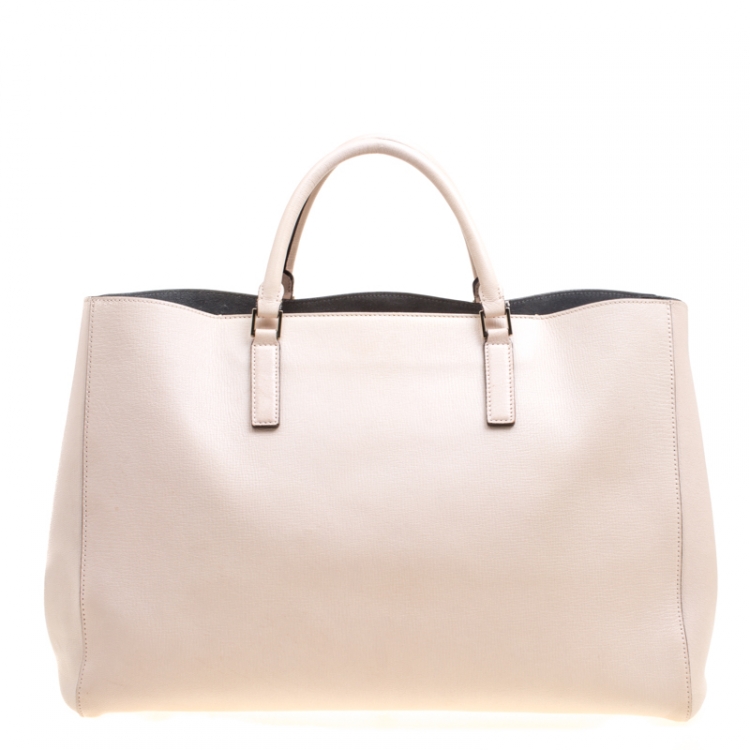 Pre Owned Anya Hindmarch Light Beige Leather Large Phwoar Featherweight Ebury Tote