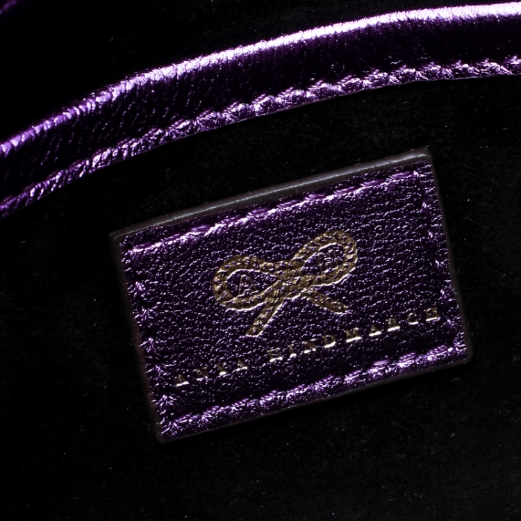 Pre Owned Anya Hindmarch Metallic Purple Glitter Valorie Clutch