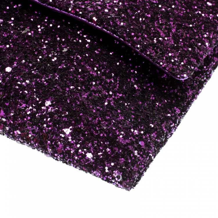 Pre Owned Anya Hindmarch Metallic Purple Glitter Valorie Clutch