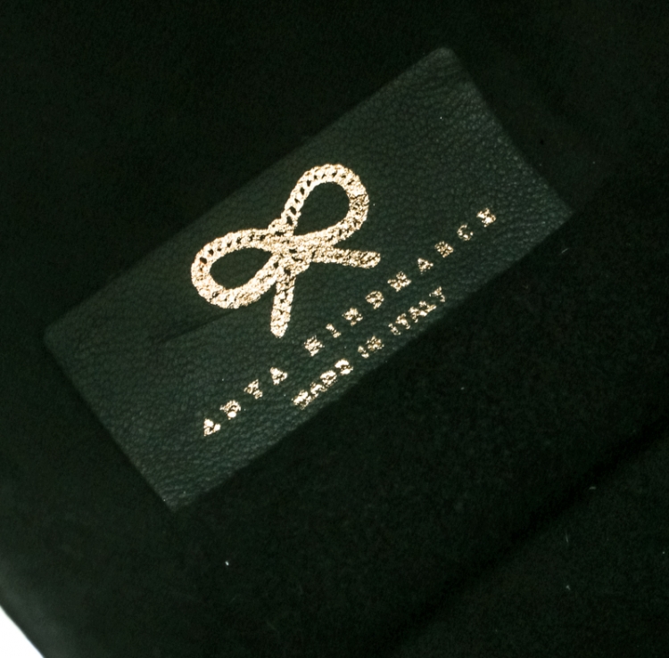 Pre Owned Anya Hindmarch Grey Glitter Casper Clutch 