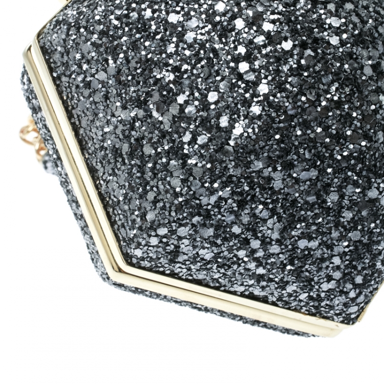 Pre Owned Anya Hindmarch Grey Glitter Casper Clutch 