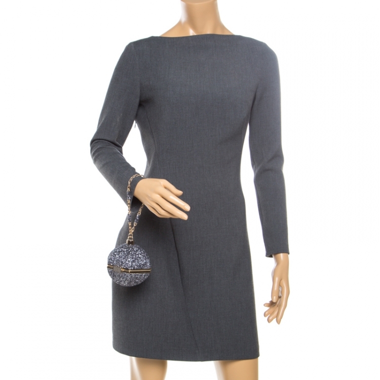 Pre Owned Anya Hindmarch Grey Glitter Casper Clutch 