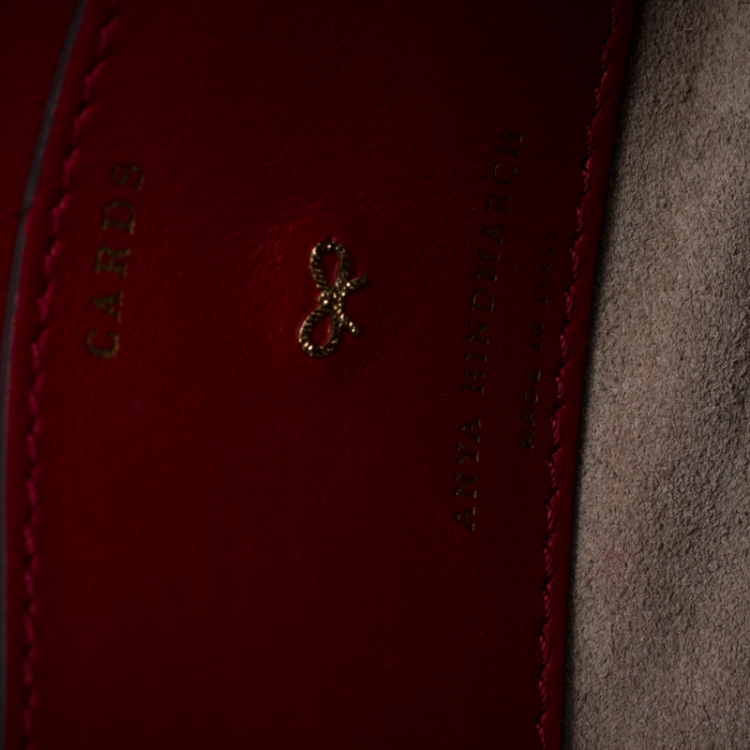 Pre Owned Anya Hindmarch Red Leather Wink Sticker Crossbody Bag