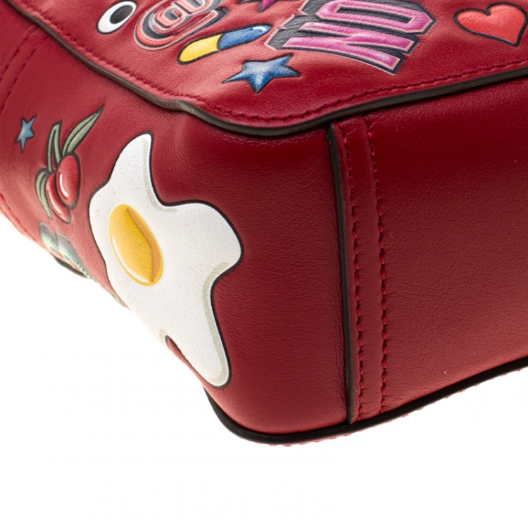 Pre Owned Anya Hindmarch Red Leather Wink Sticker Crossbody Bag