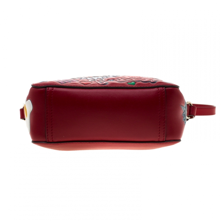Pre Owned Anya Hindmarch Red Leather Wink Sticker Crossbody Bag