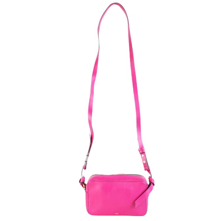 Pre Owned Anya Hindmarch Fuschia Pink Leather Fur Heart Crossbody Bag