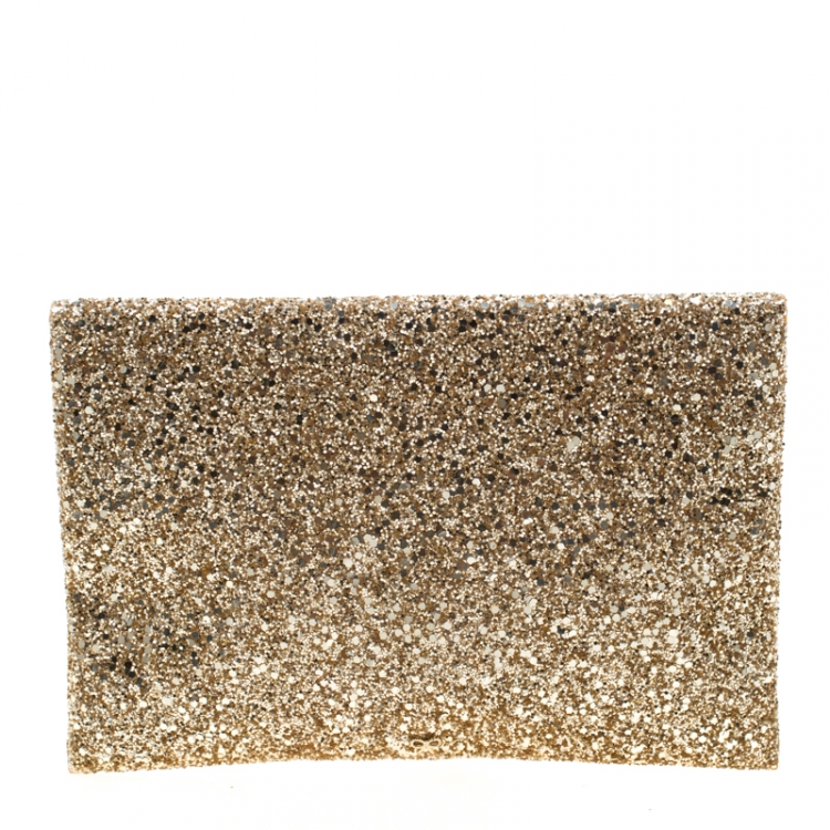 Pre Owned Anya Hindmarch Metallic Gold Glitter Valorie Clutch