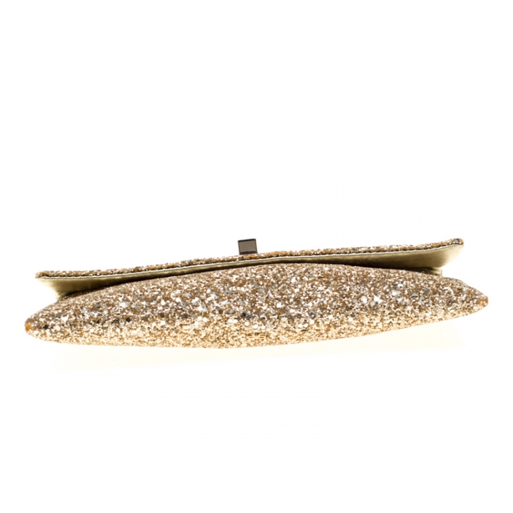 Pre Owned Anya Hindmarch Metallic Gold Glitter Valorie Clutch