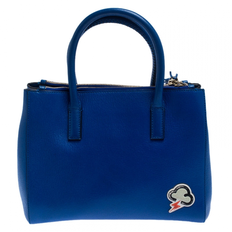 Pre Owned Anya Hindmarch Blue Leather Ebury Tote