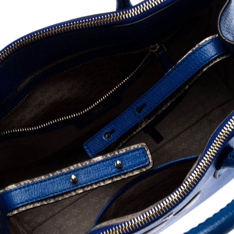 Pre Owned Anya Hindmarch Blue Leather Ebury Tote