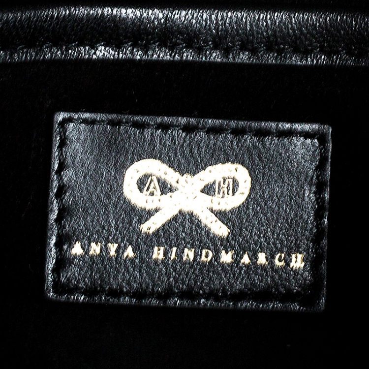 Pre Owned Anya Hindmarch Black Glitter Flap Clutch