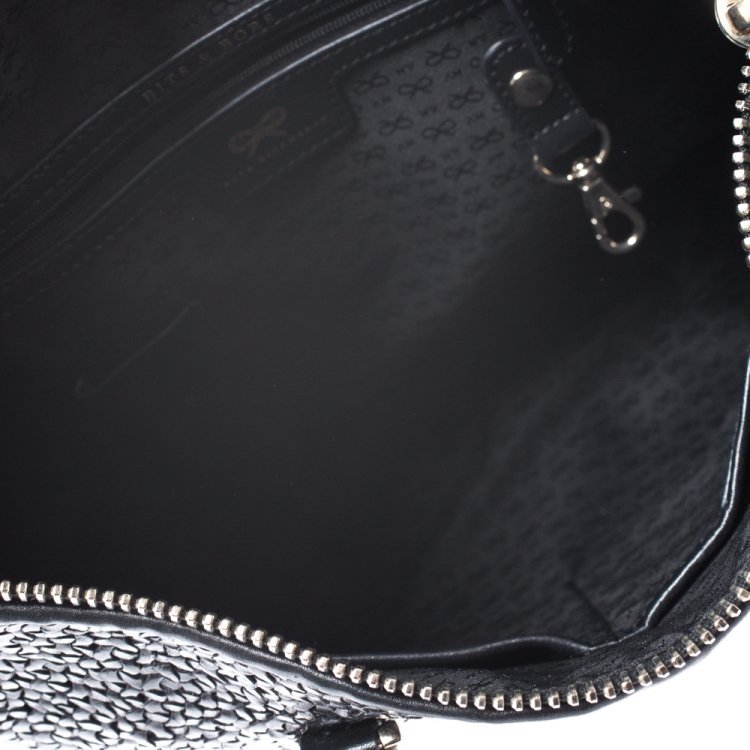 Pre Owned Anya Hindmarch Black Woven Leather Huxley Tote