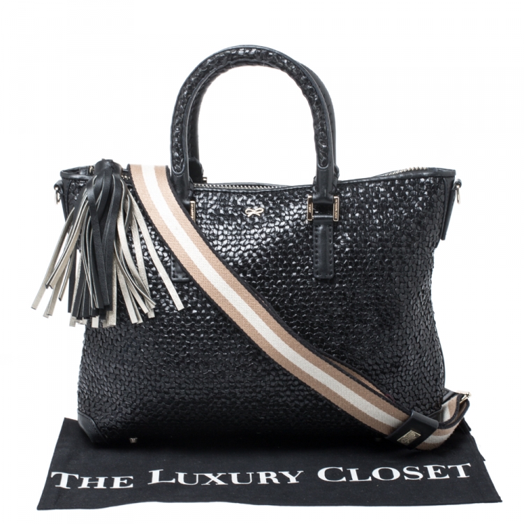 Pre Owned Anya Hindmarch Black Woven Leather Huxley Tote