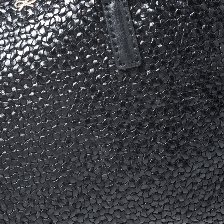 Pre Owned Anya Hindmarch Black Woven Leather Huxley Tote