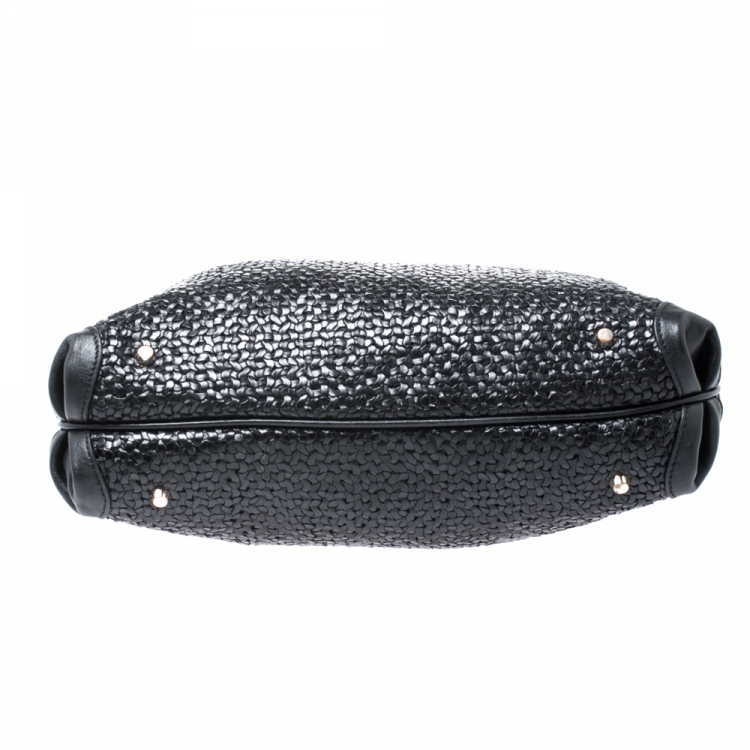 Pre Owned Anya Hindmarch Black Woven Leather Huxley Tote