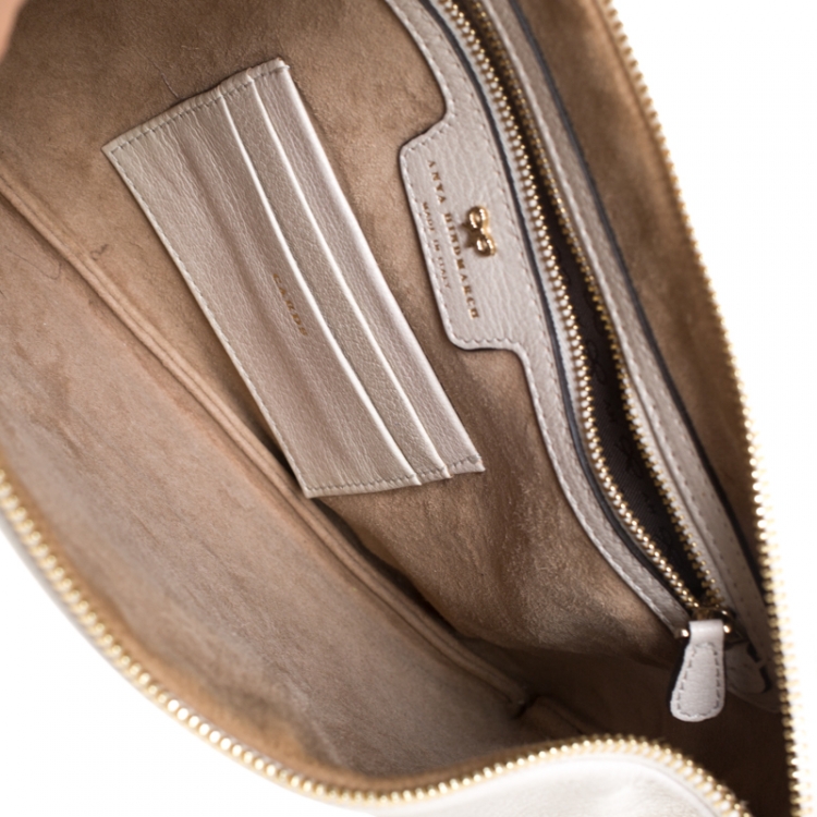 Pre Owned  Anya Hindmarch White Leather Have a nice Day Georgiana Clutch 