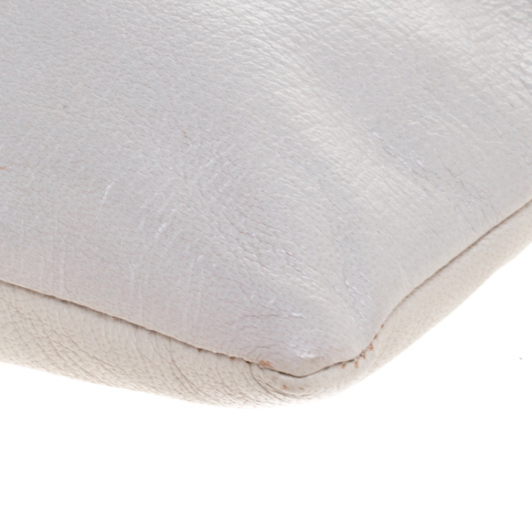 Pre Owned  Anya Hindmarch White Leather Have a nice Day Georgiana Clutch 