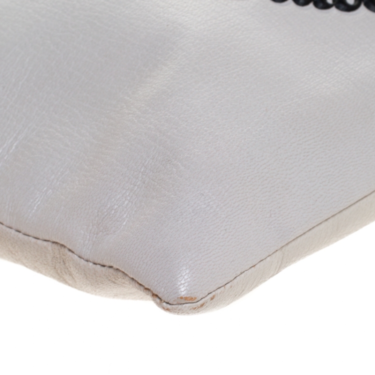 Pre Owned  Anya Hindmarch White Leather Have a nice Day Georgiana Clutch 