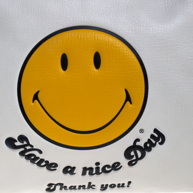 Pre Owned  Anya Hindmarch White Leather Have a nice Day Georgiana Clutch 