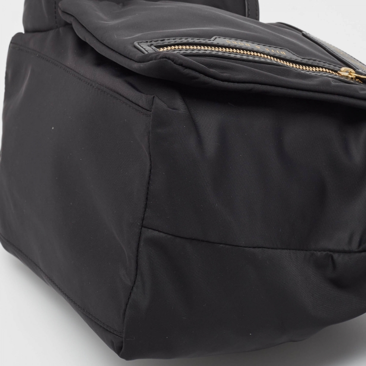 Pre Owned Anya Hindmarch Black Nylon and Leather Multi Pocket Tote 