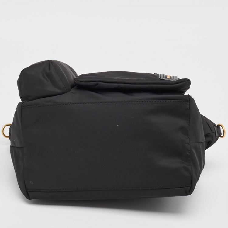 Pre Owned Anya Hindmarch Black Nylon and Leather Multi Pocket Tote 