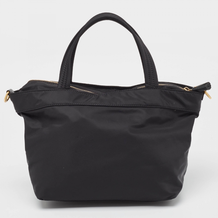 Pre Owned Anya Hindmarch Black Nylon and Leather Multi Pocket Tote 