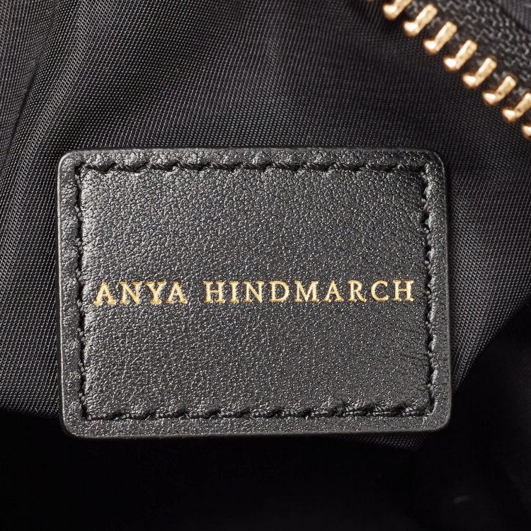 Pre Owned Anya Hindmarch Black Nylon and Leather Multi Pocket Tote 