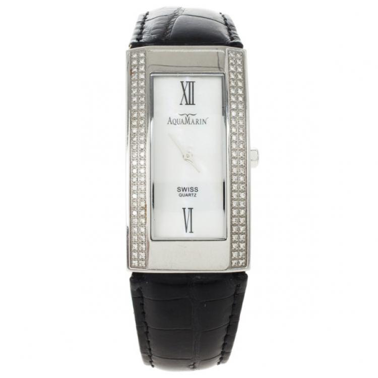 Pre Owned Aquamarin Avalon Stainless Steel Diamond Womens Wristwatch 30 MM