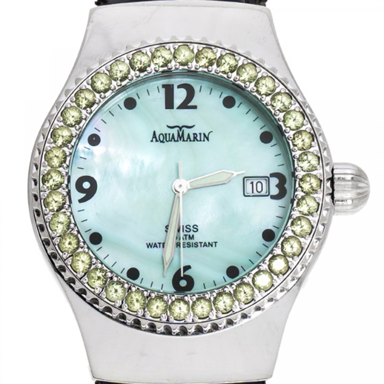 Pre Owned AquaMarin Green Mother of Pearl Stainless Steel Sea Star Women's Wristwatch 37 mm