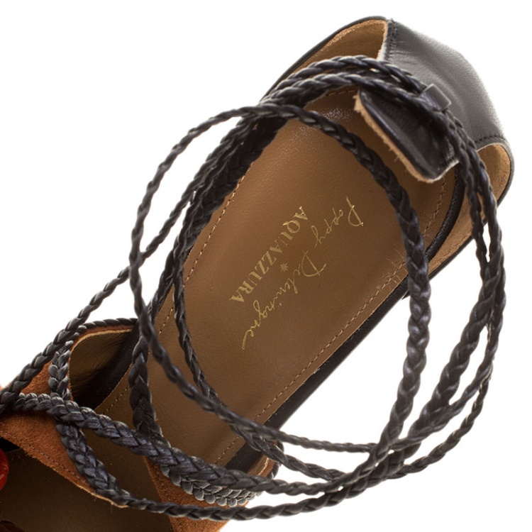 Pre Owned Aquazzura Brown Suede Hero Sandals Size 40.5