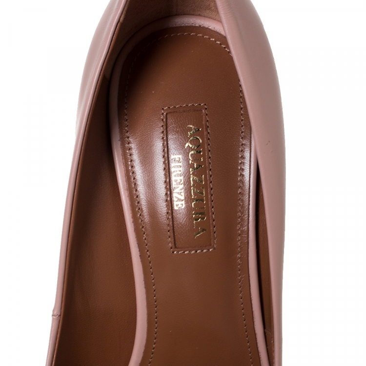 مملوكة مسبقًا Aquazzura Pale Pink Leather Simply Irresistible Pointed Toe Pumps Size 36.5