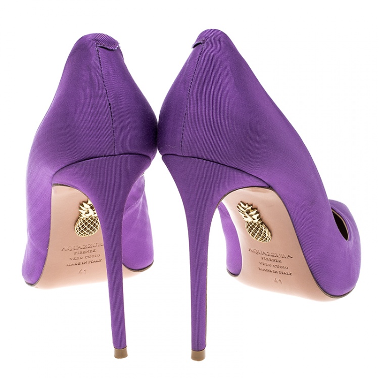 Pre Owned Aquazzura Amethyst Purple Fabric Simply Irresistible Pointed Toe Pumps Size 41