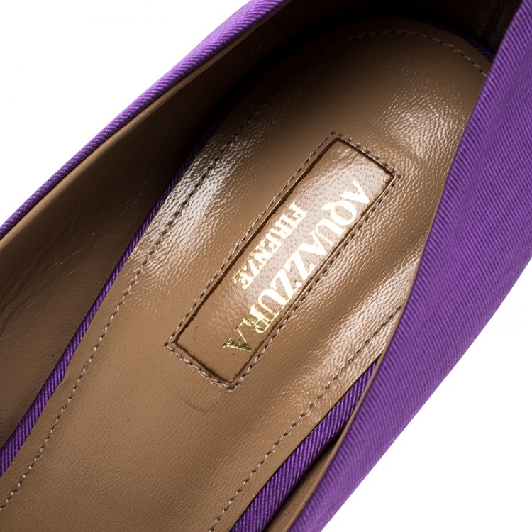 Pre Owned Aquazzura Amethyst Purple Fabric Simply Irresistible Pointed Toe Pumps Size 41
