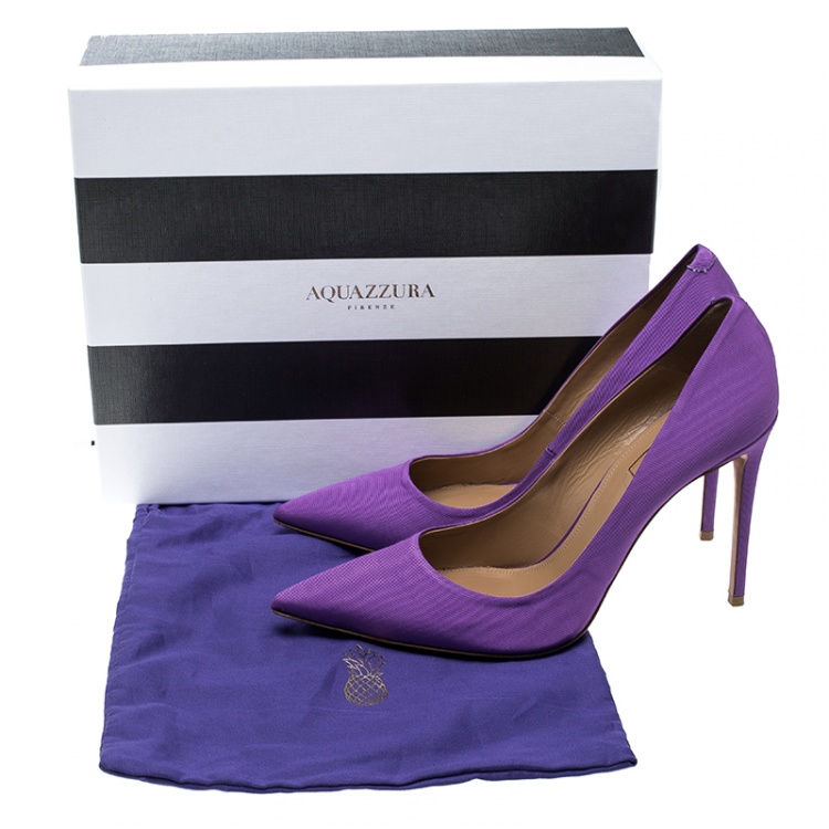 Pre Owned Aquazzura Amethyst Purple Fabric Simply Irresistible Pointed Toe Pumps Size 41